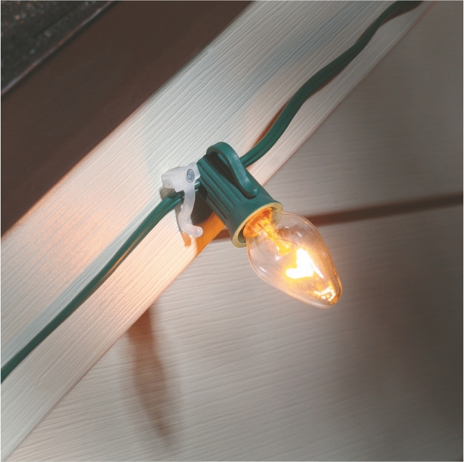 Nail on clips for christmas lights. Suction Cups Direct.