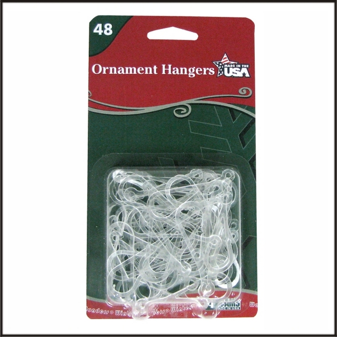 Ornament hangers. Clear Christmas tree bauble hangers.