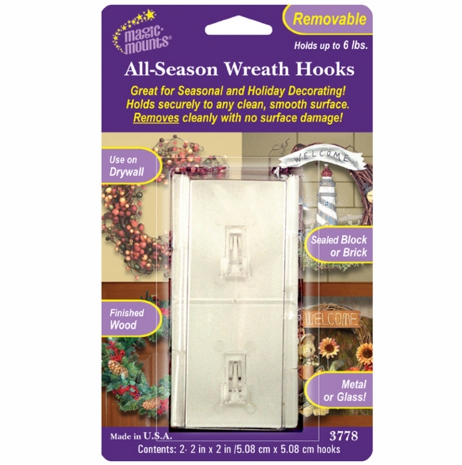 Magic Mounts adhesive wreath hook for composite doors. Suction Cups Direct.