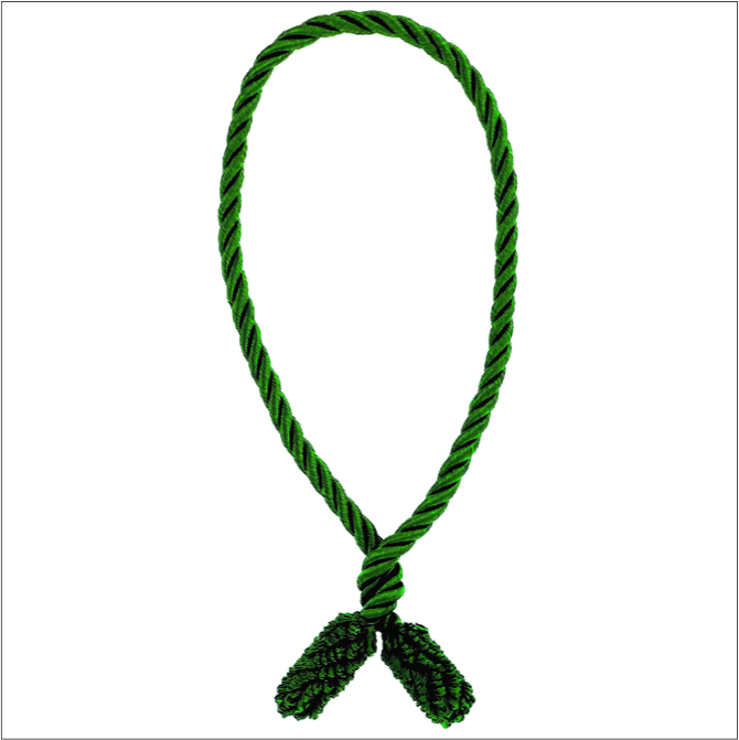 Haute Decor green cord garland ties for banisters.