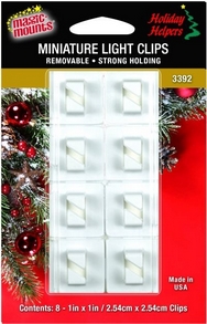 Adhesive Light Clips for Christmas Lights. White. Pack of 8.