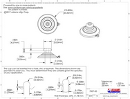 Technical Drawing. 22mm Mini Suction Cup with Mushroom Head and Top Pilot Hole.