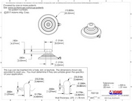 Technical Drawing. 22mm Suction Cups with Top Pilot Hole and Mushroom Head. 10pk to 3000 bulk box.