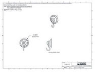 Technical Drawing. Mini Suction Cups with Hooks. 22mm diameter.