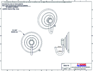 Technical Drawing. 64mm Large Suction Cups with Hooks.