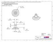 Technical Drawing. 32mm Suction Cups with Long Neck and Top Hole