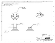 Technical Drawing. 32mm Suction Cups with Side Pilot Hole.