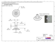 Technical Drawing. 32mm Suction Cups with Hooks with Long Neck.