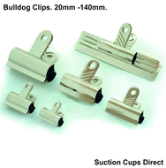 Bulldog Clips. Silver Shiny Metal Bulldog Clips. 40mm x 10 pack.