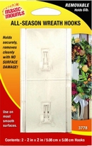 Adhesive Wreath Hook for Smooth UPVC Doors. Clear. Pack of 2.