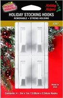 Removable Adhesive Stocking Hooks by Magic Mounts. White. Pack of 8.