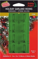 Christmas Adhesive Garland Hooks. Green. Pack of 16.