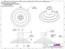 Technical Drawing. 85mm Suction Cup with Top Pilot and Side Pilot Hole.